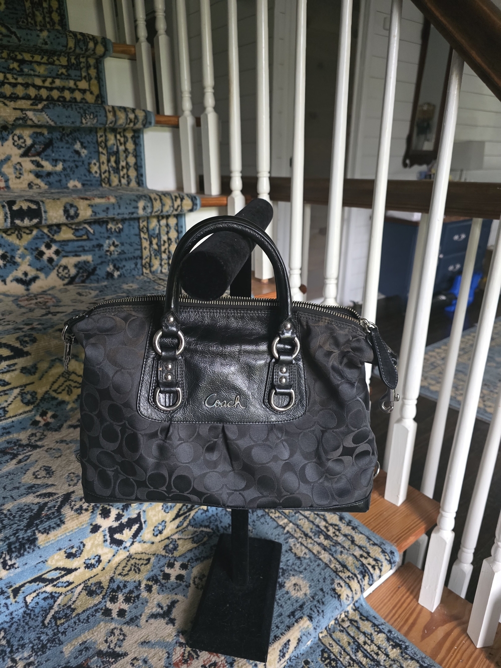 Vintage Coach Black Signature Satchel Bag